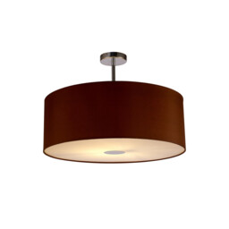 Baymont Polished Chrome E27 Semi Flush With 60cm x 22cm Dual Faux Silk Shade, Raw Cocoa/Grecian Bronze