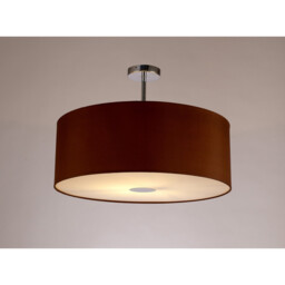 Baymont Polished Chrome E27 Semi Flush With 60cm x 22cm Dual Faux Silk Shade, Raw Cocoa/Grecian Bronze - thumbnail 2