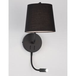 Sage Reading Light Black Aluminium Black Fabric Shade Switched LED E27 LED 1x3W 190Lm 220 Volt - thumbnail 3