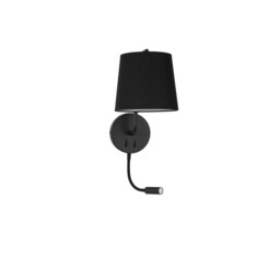 Sage Reading Light Black Aluminium Black Fabric Shade Switched LED E27 LED 1x3W 190Lm 220 Volt