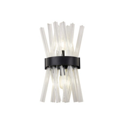 Hornby 2 Light E14, Wall Lamp E14, Matt Black, Clear Glass - thumbnail 1