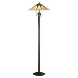 Dark 2 Light Floor Lamp Black, Tiffany Style Glass, E27 - thumbnail 1