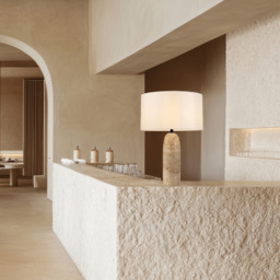 Althea Table Lamp With Round Shade Natural Stone 1xE27 - thumbnail 2