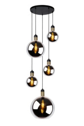 Julius Vintage Cluster Pendant Light - 5xE27 - Smoke Grey - thumbnail 1