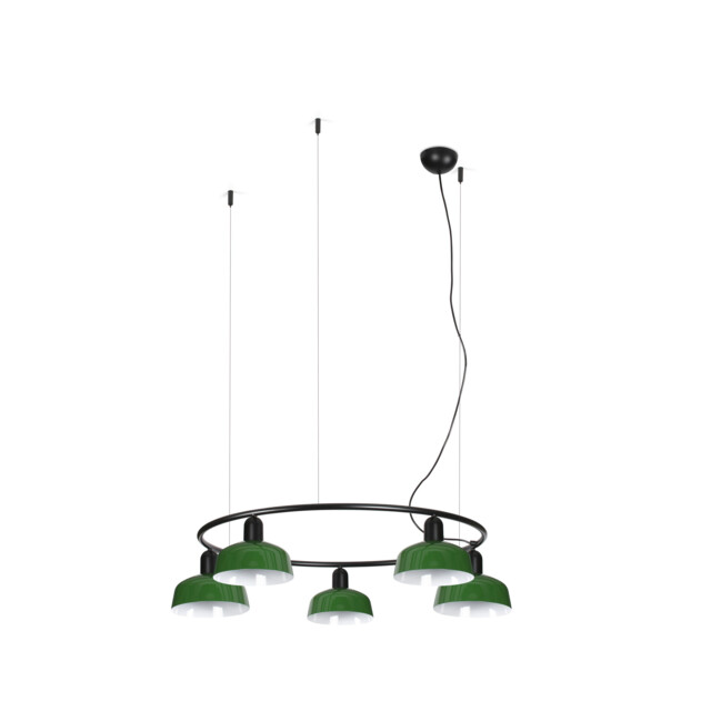 Tatawin Small Pendant Ceiling Light Black, Gloss Green 5x E27