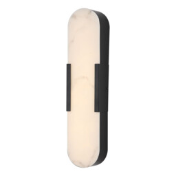 Opaline Integrated LED Wall Light, Matt Black, Marble Resin IP44 17W 3000K - thumbnail 1