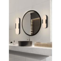 Opaline Integrated LED Wall Light, Matt Black, Marble Resin IP44 17W 3000K - thumbnail 2