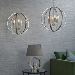 Ritz 6 Light Ceiling Pendant Bright Nickel & Clear Faceted Acrylic, E14 - thumbnail 5