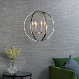 Ritz 6 Light Ceiling Pendant Bright Nickel & Clear Faceted Acrylic, E14 - thumbnail 3