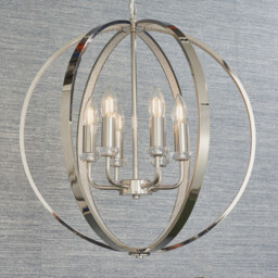 Ritz 6 Light Ceiling Pendant Bright Nickel & Clear Faceted Acrylic, E14 - thumbnail 2