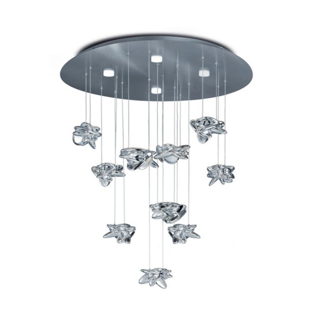 Nido Ceiling Cluster Pendant 90cm Round 10 + 4 Lights 60W + 20W LED 3000K, 6560lm, Chrome - image 1