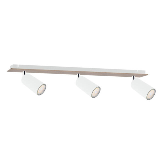Eye Ceiling Spotlight Bar White, Wood, 50cm, 3x GU10