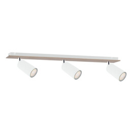 Eye Ceiling Spotlight Bar White, Wood, 50cm, 3x GU10