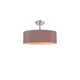 Baymont Polished Chrome 5 Light E27 Drop Flush, With 45cm x 15cm Dual Faux Silk Shade, Taupe/Halo Gold - thumbnail 1