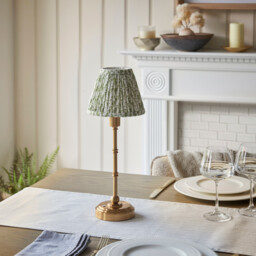 Burley Rechargeable Brushed Aged Brass Plate Table Lamp with Herb Garden Green Fabric Leaf Shade 16cm Integrated LED - thumbnail 3