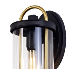 Conesus Large Wall Lamp, 1 x E27, Black & Gold, Clear Glass, IP54 - thumbnail 5