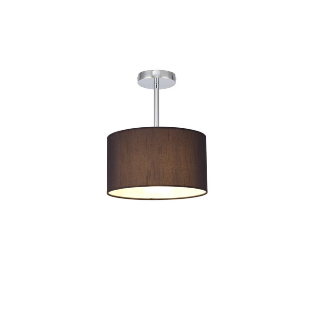 Baymont Polished Chrome E27 Semi Flush With 30cm x 17cm Faux Silk Shade, Black/White Laminate - image 1