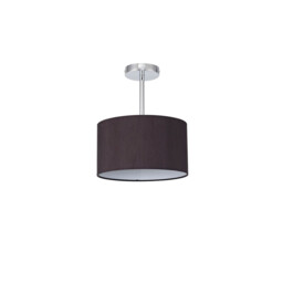 Baymont Polished Chrome E27 Semi Flush With 30cm x 17cm Faux Silk Shade, Black/White Laminate - thumbnail 5