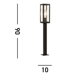 Box 1 Light Outdoor Tall Bollard Light Black with Clear Glass IP44, E27 - thumbnail 5
