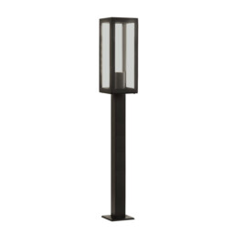 Box 1 Light Outdoor Tall Bollard Light Black with Clear Glass IP44, E27 - thumbnail 3