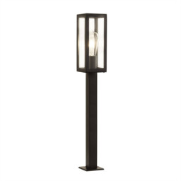 Box 1 Light Outdoor Tall Bollard Light Black with Clear Glass IP44, E27