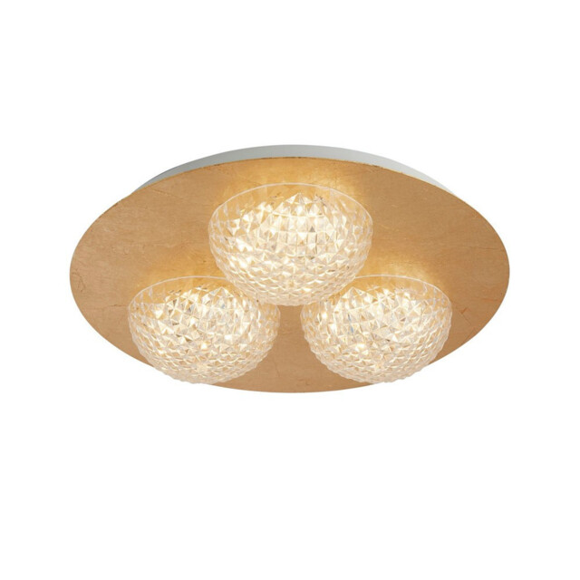 3 Light Round Led Ceiling Light -  Gold Leaf With Clear Acrylic - image 1