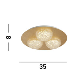 3 Light Round Led Ceiling Light -  Gold Leaf With Clear Acrylic - thumbnail 3
