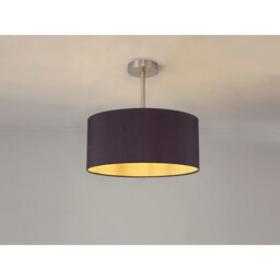 Baymont Satin Nickel E27 Semi Flush With 40cm x 18cm Dual Faux Silk Shade, Midnight Black/Green Olive - thumbnail 2