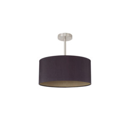 Baymont Satin Nickel E27 Semi Flush With 40cm x 18cm Dual Faux Silk Shade, Midnight Black/Green Olive - thumbnail 5