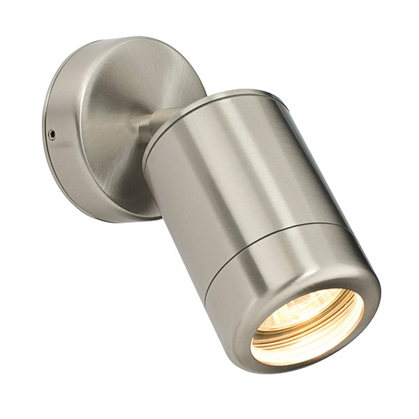 Atlantis Outdoor Coastal Spot Wall IP65 7W Marine Grade Brushed Stainless Steel & Clear Glass