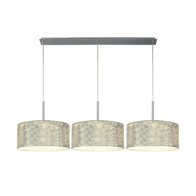 Baymont Polished Chrome 3 Light E27 Linear Pendant With 40cm x 18cm Silver Leaf Shade 3m - image 1