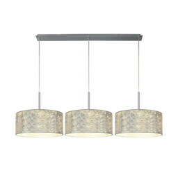 Baymont Polished Chrome 3 Light E27 Linear Pendant With 40cm x 18cm Silver Leaf Shade 3m