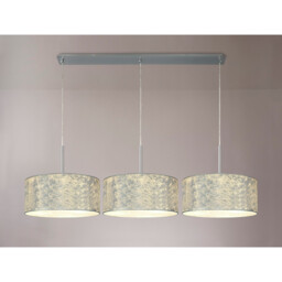 Baymont Polished Chrome 3 Light E27 Linear Pendant With 40cm x 18cm Silver Leaf Shade 3m - thumbnail 2