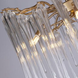 Heritage 5 Light Celling Pendant, Gold Metal and Clear Glass Drops - thumbnail 3