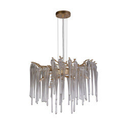 Heritage 5 Light Celling Pendant, Gold Metal and Clear Glass Drops - thumbnail 2