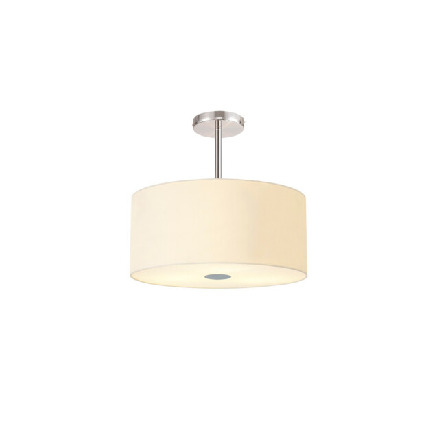 Baymont Polished Chrome 5 Light E27 Semi Flush With 40cm x 18cm Faux Silk Shade, Ivory Pearl/White Laminate - image 1