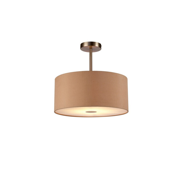 Baymont Satin Nickel E27 Semi Flush With 40cm x 18cm Dual Faux Silk Shade, Antique Gold/Ruby - image 1