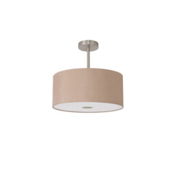 Baymont Satin Nickel E27 Semi Flush With 40cm x 18cm Dual Faux Silk Shade, Antique Gold/Ruby - thumbnail 5