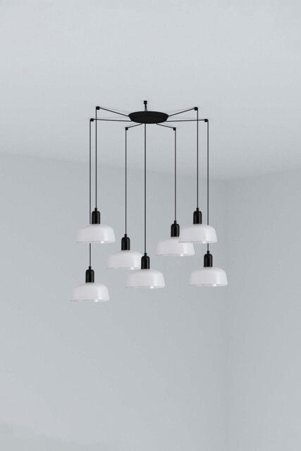 Tatawin Small Cluster Pendant Ceiling Light Black, Gloss White 7x E27