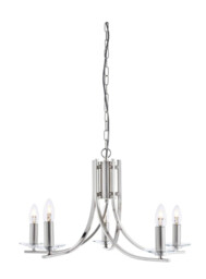Ascona 5 Light Multi Arm Ceiling Pendant Satin Silver, Glass, E14