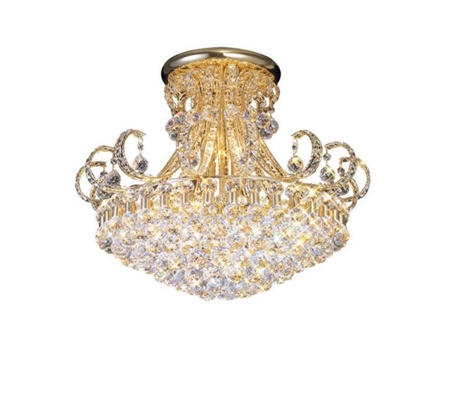 Pearl Semi Flush Ceiling 12 Light French Gold, Crystal - image 1