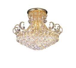 Pearl Semi Flush Ceiling 12 Light French Gold, Crystal - thumbnail 1