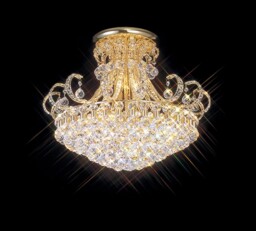 Pearl Semi Flush Ceiling 12 Light French Gold, Crystal - thumbnail 2