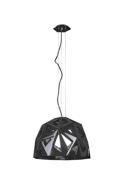 Facette Dome Ceiling Pendant E27, Gloss Black, Polished Chrome - image 1