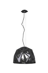 Facette Dome Ceiling Pendant E27, Gloss Black, Polished Chrome - thumbnail 1