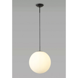 Miranda 40cm Ball Pendant 1 Light E27 Black Suspension With Frosted White Glass Globe - thumbnail 2