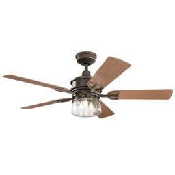 Kichler Lyndon Patio 5 Blade 132cm Ceiling Fan with LED Light Olde Bronze Remote Control - thumbnail 2