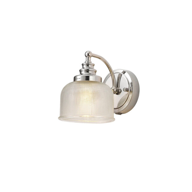 DeRuyter Switched Wall Lamp E27 Polished Nickel, Prismatic Glass - image 1