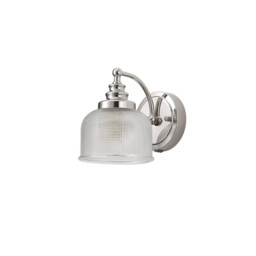 DeRuyter Switched Wall Lamp E27 Polished Nickel, Prismatic Glass - thumbnail 5