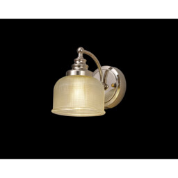 DeRuyter Switched Wall Lamp E27 Polished Nickel, Prismatic Glass - thumbnail 3